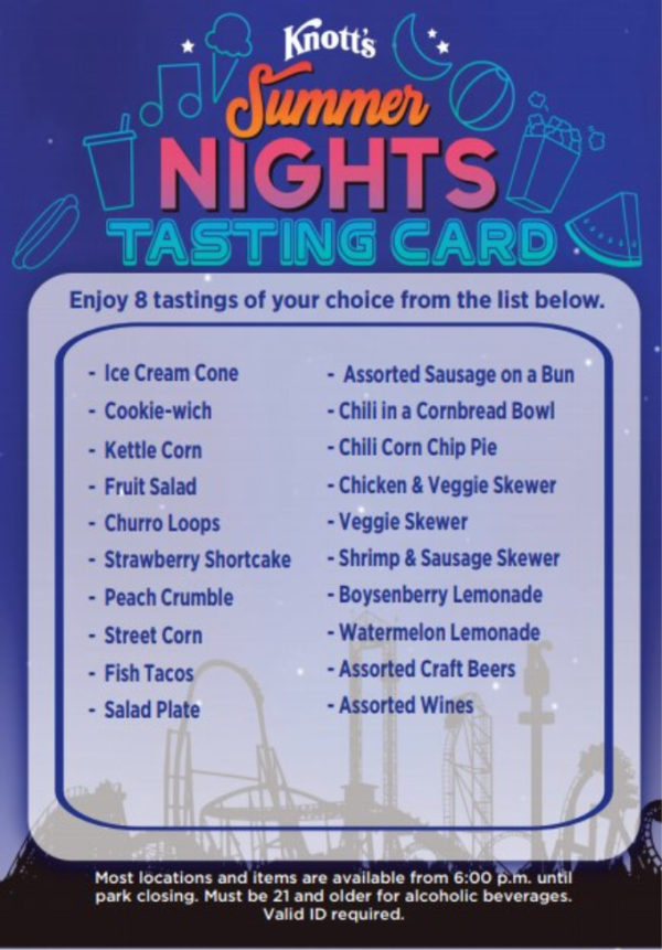 Knott’s Summer Nights Tasting Card Clementine County