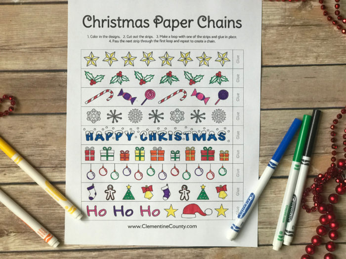 Free Printable Christmas Chains to Color | Clementine County