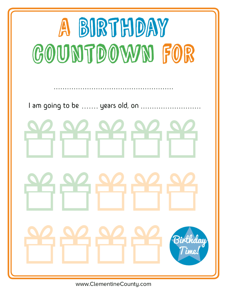 Free Birthday Countdown Printable Clementine County