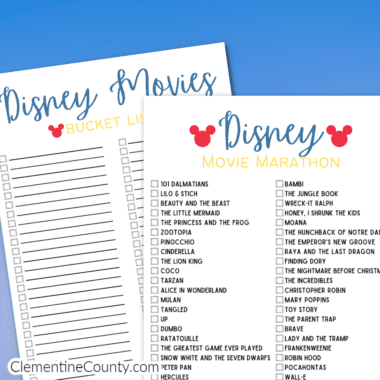 Free Disney Movie Marathon Printable | Clementine County