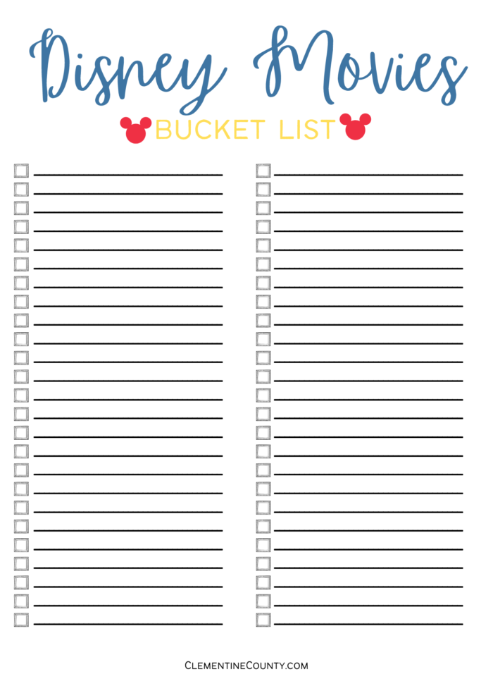 Free Disney Movie Marathon Printable 